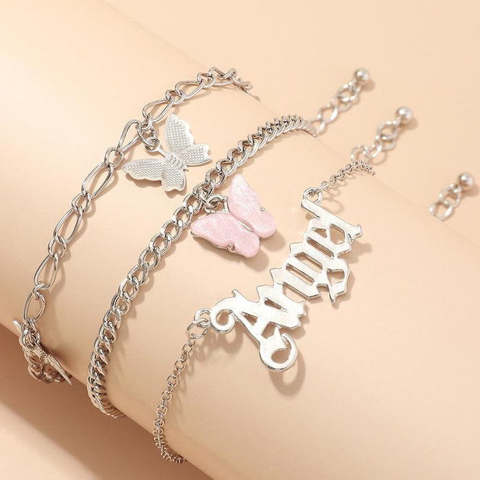 Bulk Jewelry Wholesale powder alloy letter butterfly foot chain JDC-AS-e071 Wholesale factory from China YIWU China