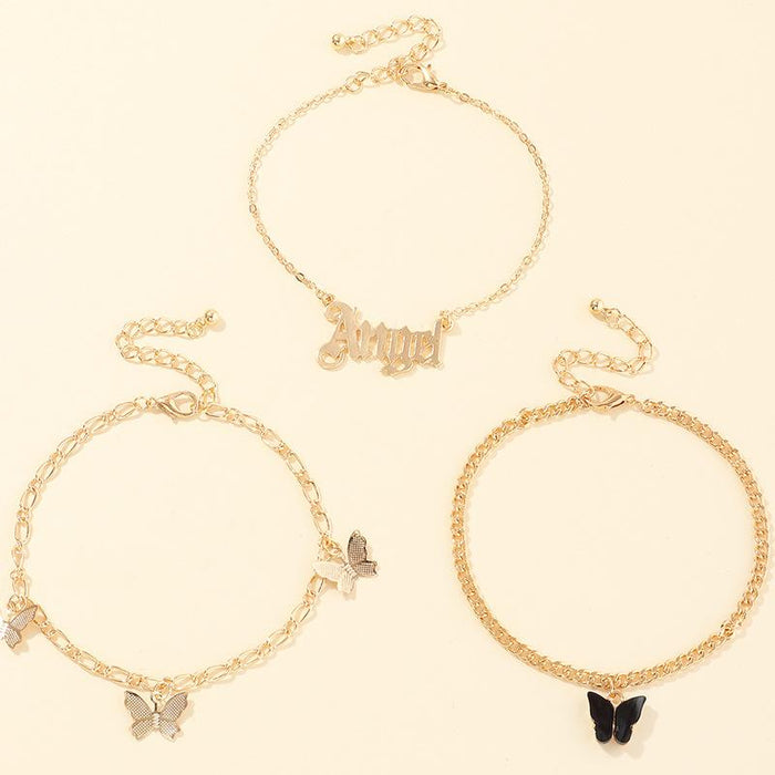 Bulk Jewelry Wholesale powder alloy letter butterfly foot chain JDC-AS-e071 Wholesale factory from China YIWU China