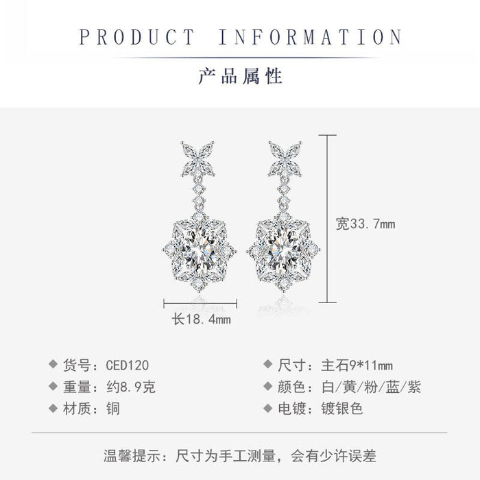 Wholesale premium sapphire long silver plated earrings JDC-ES-BZ001 Earrings 标志 Wholesale Jewelry JoyasDeChina Joyas De China