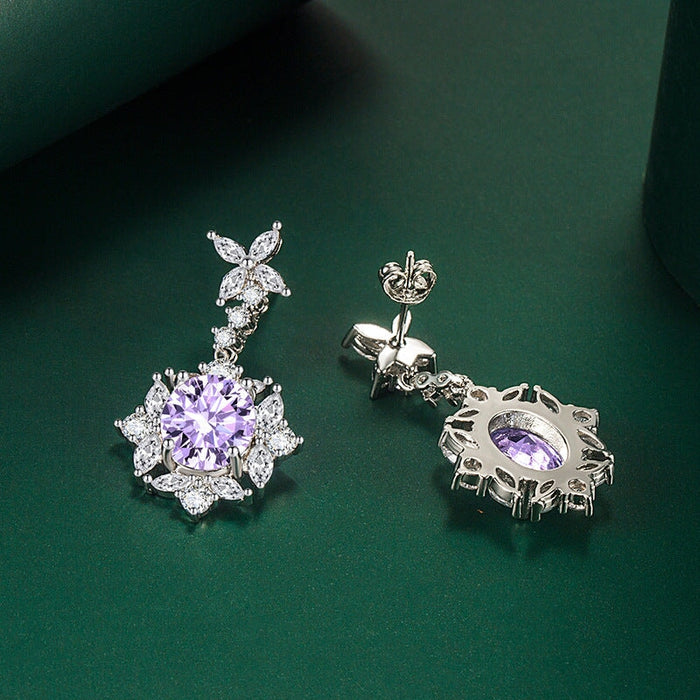 Wholesale premium sapphire long silver plated earrings JDC-ES-BZ001 Earrings 标志 Wholesale Jewelry JoyasDeChina Joyas De China