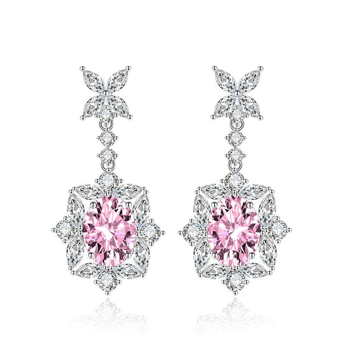 Wholesale premium sapphire long silver plated earrings JDC-ES-BZ001 Earrings 标志 Powder Wholesale Jewelry JoyasDeChina Joyas De China