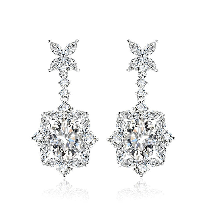 Wholesale premium sapphire long silver plated earrings JDC-ES-BZ001 Earrings 标志 white Wholesale Jewelry JoyasDeChina Joyas De China