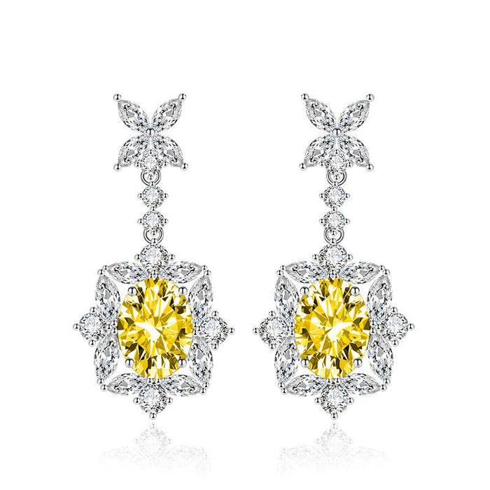 Wholesale premium sapphire long silver plated earrings JDC-ES-BZ001 Earrings 标志 Yellow Wholesale Jewelry JoyasDeChina Joyas De China