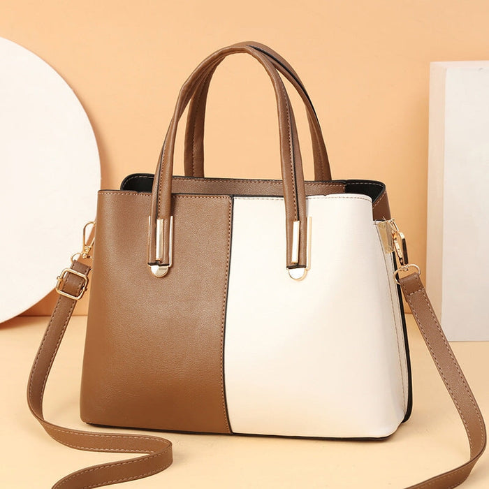 Wholesale PU colorblock messenger bag JDC-SD-GSDXF010 Shoulder Bags 丁仙法 khaki white Wholesale Jewelry JoyasDeChina Joyas De China