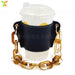 Wholesale PU Leather Coffee Cup Detachable Chain Cup Holder JDC-CUP-YouZ001 Cup Holder 悠智 Black amber chain Wholesale Jewelry JoyasDeChina Joyas De China