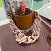 Wholesale PU Leather Coffee Cup Detachable Chain Cup Holder JDC-CUP-YouZ001 Cup Holder 悠智 Brown pink chain Wholesale Jewelry JoyasDeChina Joyas De China