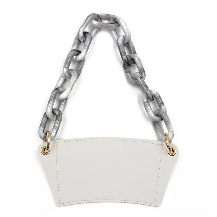 Wholesale PU Leather Coffee Cup Detachable Chain Cup Holder JDC-CUP-YouZ001 Cup Holder 悠智 White black and white marble chain Wholesale Jewelry JoyasDeChina Joyas De China