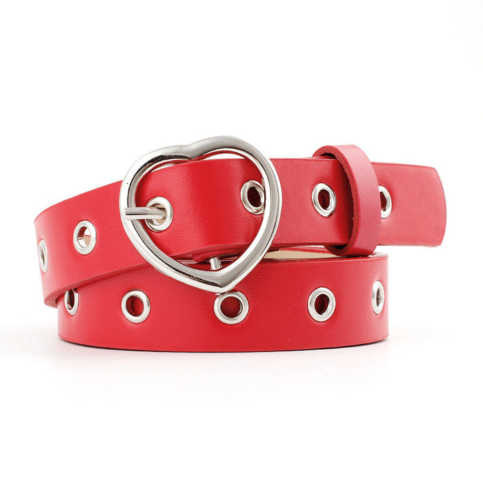 Wholesale PU Leather Pin Buckle Heart Buckle Hollow Women's Belt JDC-WB-Nuoy027 Womenbelt 诺娅 red length 105 width 2.5 Wholesale Jewelry JoyasDeChina Joyas De China