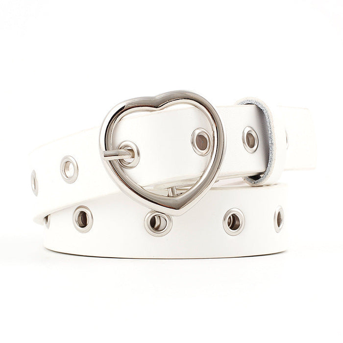 Wholesale PU Leather Pin Buckle Heart Buckle Hollow Women's Belt JDC-WB-Nuoy027 Womenbelt 诺娅 white length 105 width 2.5 Wholesale Jewelry JoyasDeChina Joyas De China