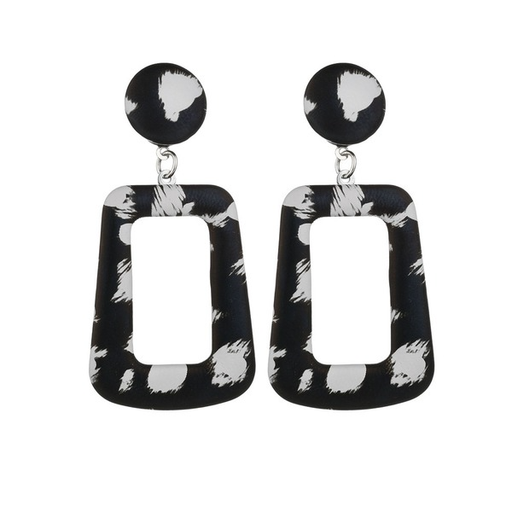 Bulk Jewelry Wholesale PU leopard print trapezoidal hollow Earrings JDC-ES-bq023 Wholesale factory from China YIWU China