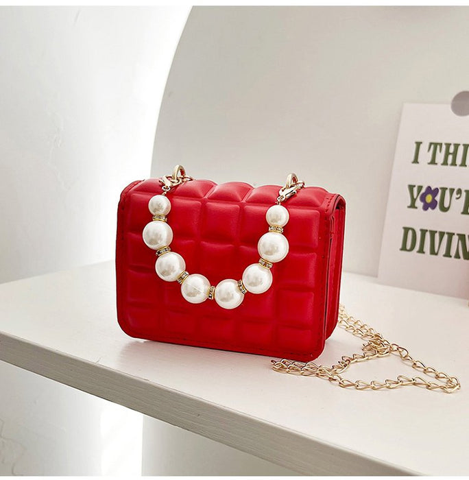 Wholesale PU pearl chain shoulder bag JDC-SD-KR042 Shoulder Bags 坤然 red Wholesale Jewelry JoyasDeChina Joyas De China