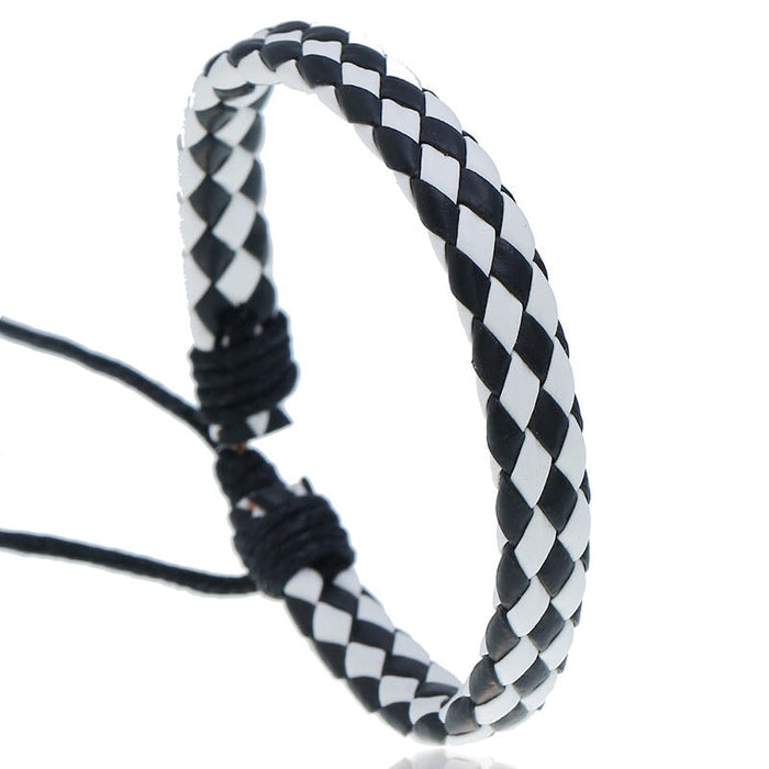 Wholesale pull adjustment leather braided bracelet JDC-BT-PK001 Bracelet 庞克 Black and white Wholesale Jewelry JoyasDeChina Joyas De China