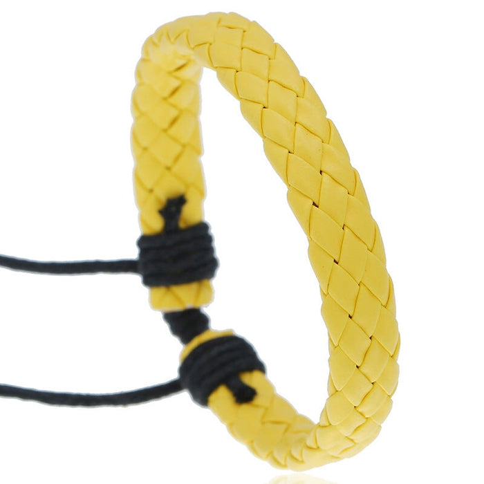 Wholesale pull adjustment leather braided bracelet JDC-BT-PK001 Bracelet 庞克 Yellow Wholesale Jewelry JoyasDeChina Joyas De China