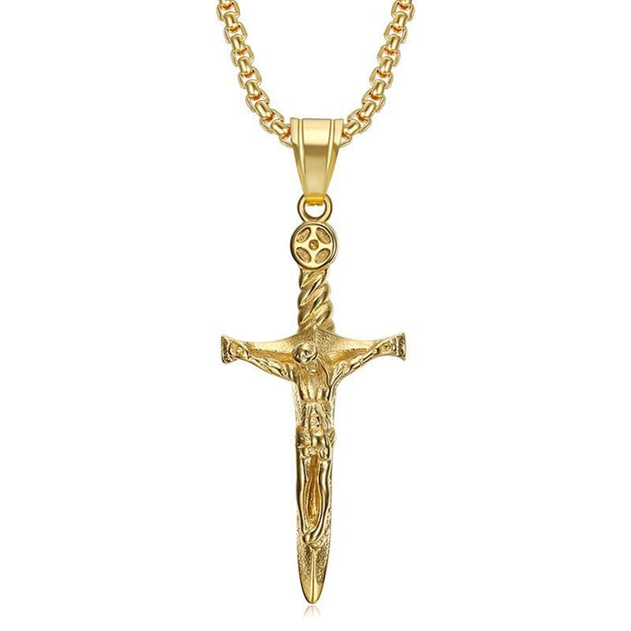 Wholesale Punk Religious Stainless Steel Catholic Jesus Cross Pendant JDC-CS-FY108 charms 福友 Gold Single Pendant Wholesale Jewelry JoyasDeChina Joyas De China