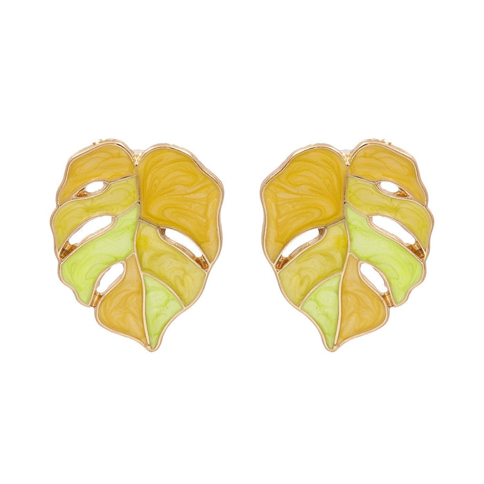 Wholesale purple alloy leaf earrings JDC-ES-RXJJ001 Earrings JoyasDeChina Yellow Wholesale Jewelry JoyasDeChina Joyas De China