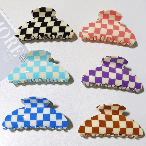 Wholesale PVC Black and White Checkerboard Hair Clips JDC-HC-YaoX021 Hair Clips 姚萱 Wholesale Jewelry JoyasDeChina Joyas De China