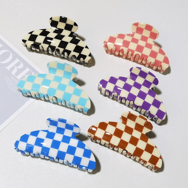 Wholesale PVC Black and White Checkerboard Hair Clips JDC-HC-YaoX021 Hair Clips 姚萱 Wholesale Jewelry JoyasDeChina Joyas De China