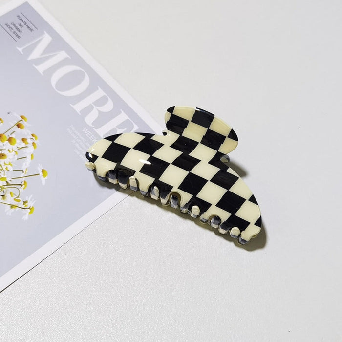 Wholesale PVC Black and White Checkerboard Hair Clips JDC-HC-YaoX021 Hair Clips 姚萱 Black and white grid Wholesale Jewelry JoyasDeChina Joyas De China