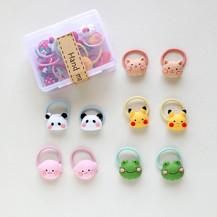 Wholesale PVC Box Set Resin Cartoon Kids Hair Rope MOQ≥5 JDC-HS-Shij002 Hair Scrunchies 世景 MOQ5 xiongmao set Wholesale Jewelry JoyasDeChina Joyas De China