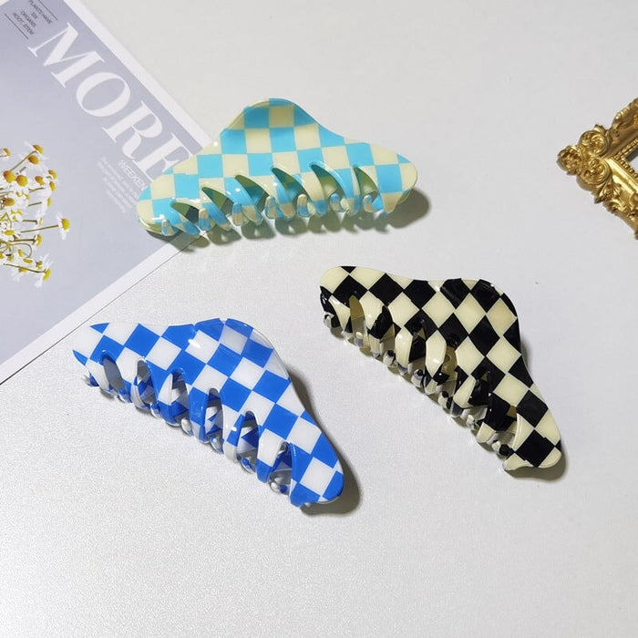 Wholesale PVC Color Checkerboard Hair Clips Grasping Clip JDC-HC-YaoX016 Hair Clips 姚萱 Wholesale Jewelry JoyasDeChina Joyas De China