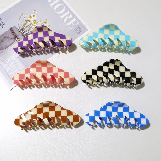 Wholesale PVC Color Checkerboard Hair Clips Grasping Clip JDC-HC-YaoX016 Hair Clips 姚萱 Wholesale Jewelry JoyasDeChina Joyas De China