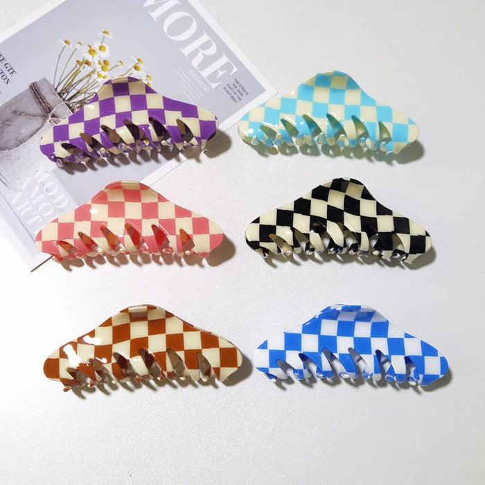 Wholesale PVC Color Checkerboard Hair Clips Grasping Clip JDC-HC-YaoX016 Hair Clips 姚萱 Wholesale Jewelry JoyasDeChina Joyas De China