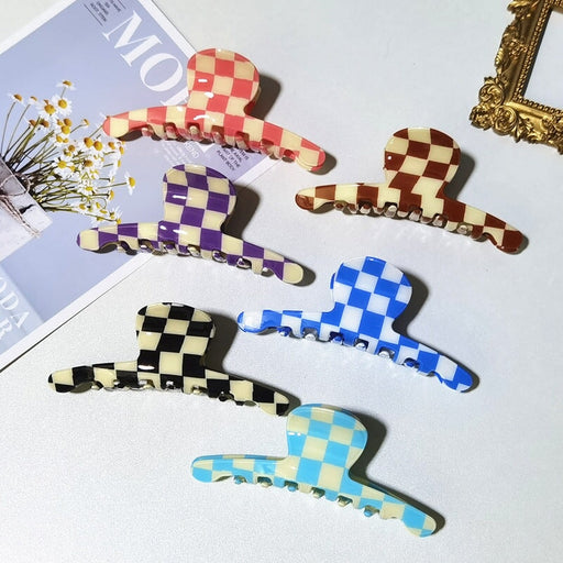 Wholesale PVC Color Checkerboard Hair Clips Grasping Clip JDC-HC-YaoX017 Hair Clips 姚萱 Wholesale Jewelry JoyasDeChina Joyas De China