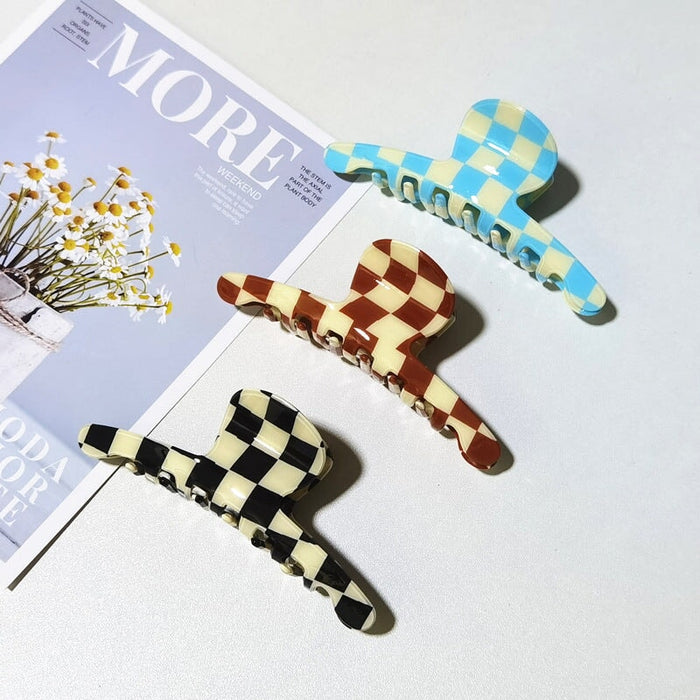 Wholesale PVC Color Checkerboard Hair Clips Grasping Clip JDC-HC-YaoX017 Hair Clips 姚萱 Wholesale Jewelry JoyasDeChina Joyas De China