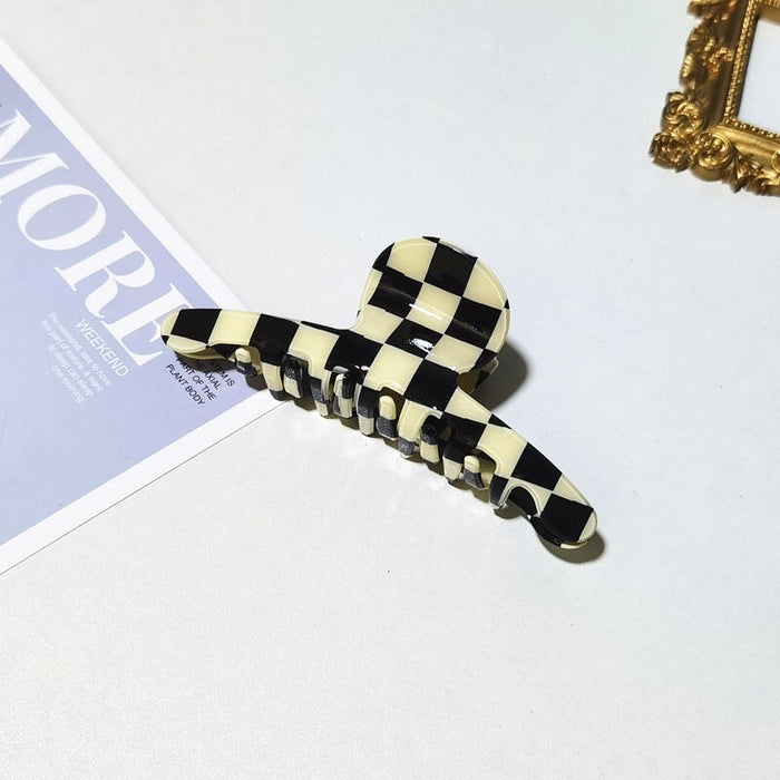Wholesale PVC Color Checkerboard Hair Clips Grasping Clip JDC-HC-YaoX017 Hair Clips 姚萱 black Wholesale Jewelry JoyasDeChina Joyas De China