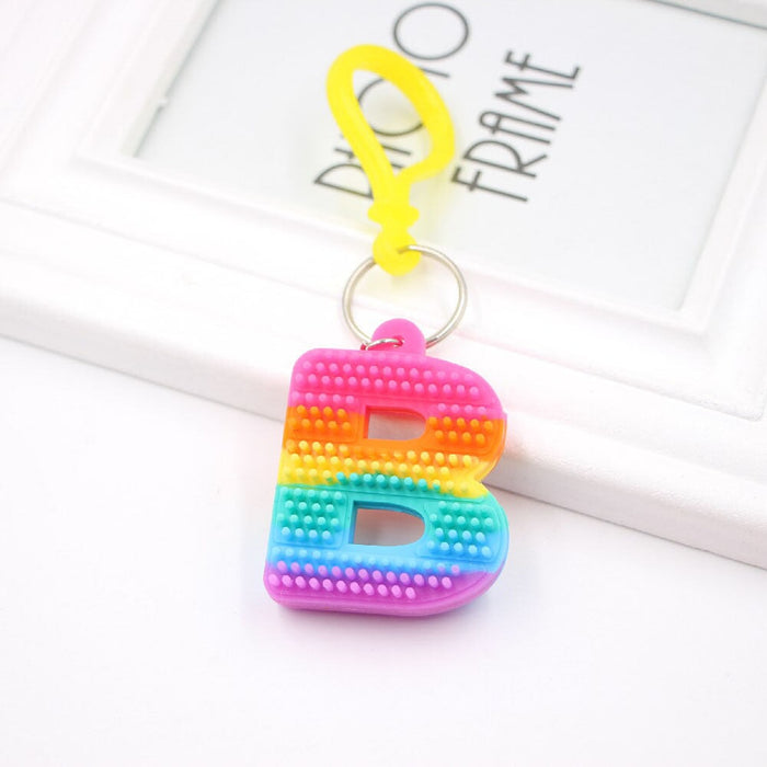 Wholesale PVC Decompression Toy Rainbow Alphabet Keychain JDC-KC-Zuge032 Keychains 祖格 Wholesale Jewelry JoyasDeChina Joyas De China