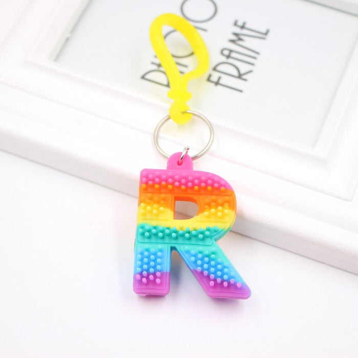 Wholesale PVC Decompression Toy Rainbow Alphabet Keychain JDC-KC-Zuge032 Keychains 祖格 Wholesale Jewelry JoyasDeChina Joyas De China