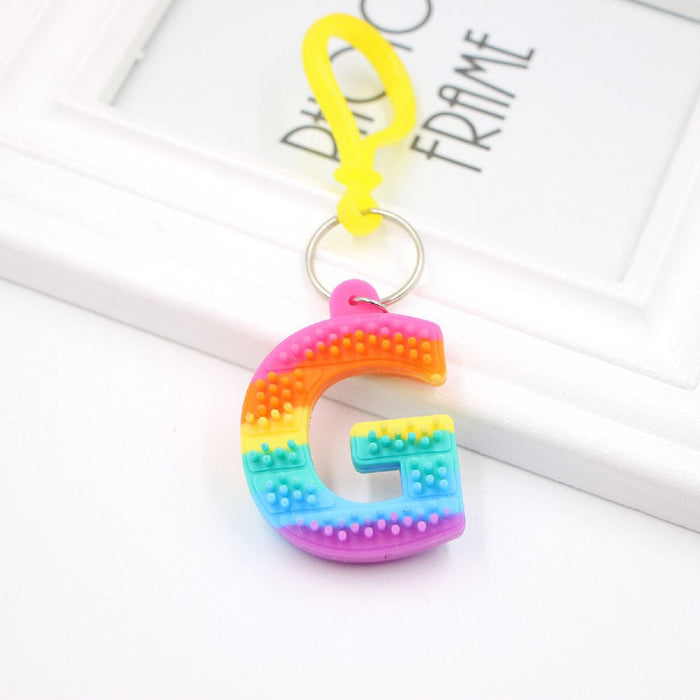 Wholesale PVC Decompression Toy Rainbow Alphabet Keychain JDC-KC-Zuge032 Keychains 祖格 Wholesale Jewelry JoyasDeChina Joyas De China