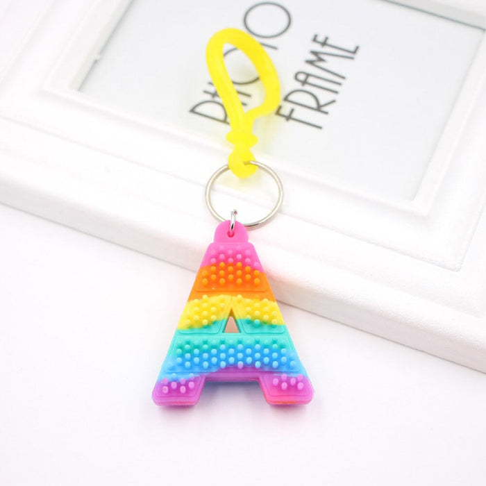 Wholesale PVC Decompression Toy Rainbow Alphabet Keychain JDC-KC-Zuge032 Keychains 祖格 A / Wholesale Jewelry JoyasDeChina Joyas De China
