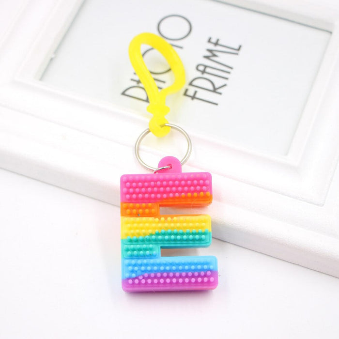 Wholesale PVC Decompression Toy Rainbow Alphabet Keychain JDC-KC-Zuge032 Keychains 祖格 E / Wholesale Jewelry JoyasDeChina Joyas De China