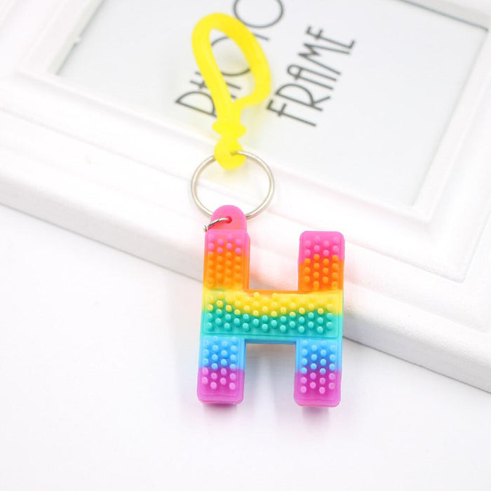 Wholesale PVC Decompression Toy Rainbow Alphabet Keychain JDC-KC-Zuge032 Keychains 祖格 H / Wholesale Jewelry JoyasDeChina Joyas De China