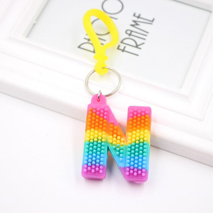 Wholesale PVC Decompression Toy Rainbow Alphabet Keychain JDC-KC-Zuge032 Keychains 祖格 N / Wholesale Jewelry JoyasDeChina Joyas De China
