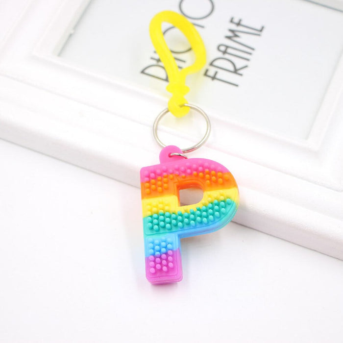 Wholesale PVC Decompression Toy Rainbow Alphabet Keychain JDC-KC-Zuge032 Keychains 祖格 P / Wholesale Jewelry JoyasDeChina Joyas De China