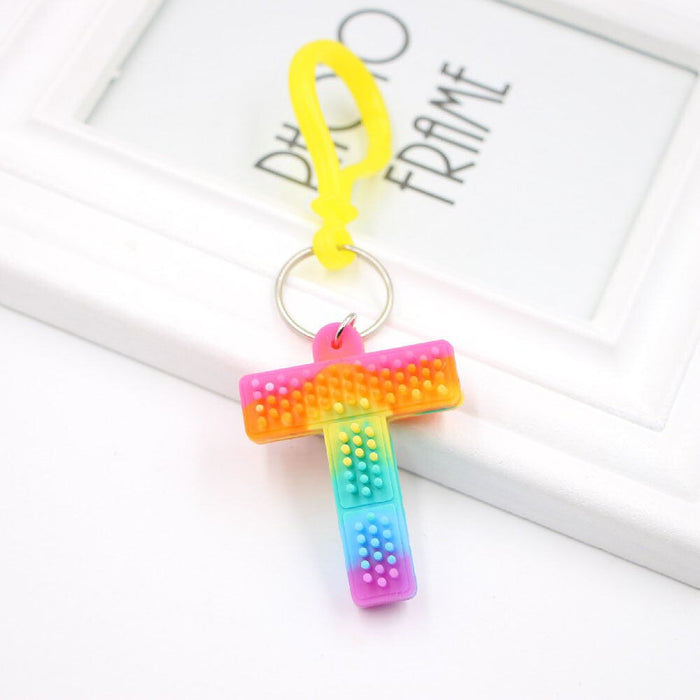Wholesale PVC Decompression Toy Rainbow Alphabet Keychain JDC-KC-Zuge032 Keychains 祖格 T / Wholesale Jewelry JoyasDeChina Joyas De China