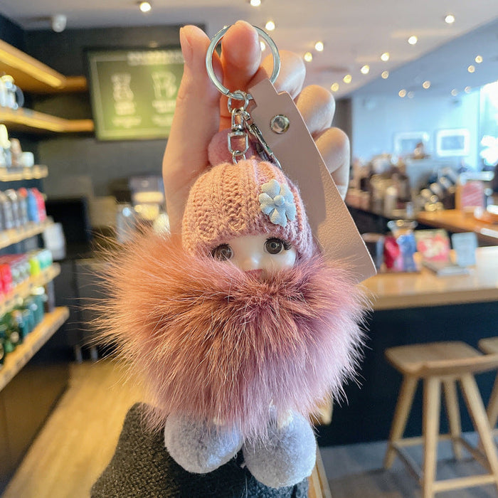 Wholesale PVC Plush Metal Doll Pom Pom Keychain JDC-KC-JG153 Keychains 金葛 bean paste color OPP bag Wholesale Jewelry JoyasDeChina Joyas De China