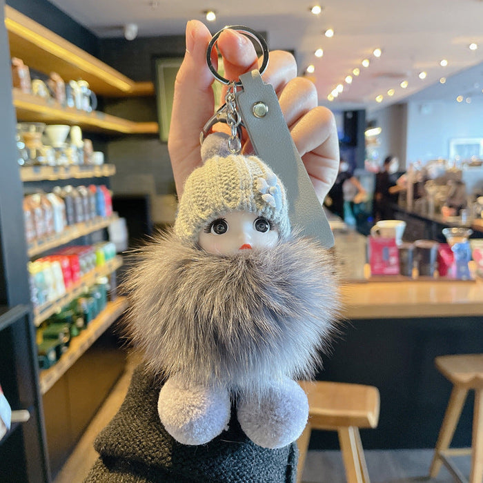 Wholesale PVC Plush Metal Doll Pom Pom Keychain JDC-KC-JG153 Keychains 金葛 dark grey OPP bag Wholesale Jewelry JoyasDeChina Joyas De China