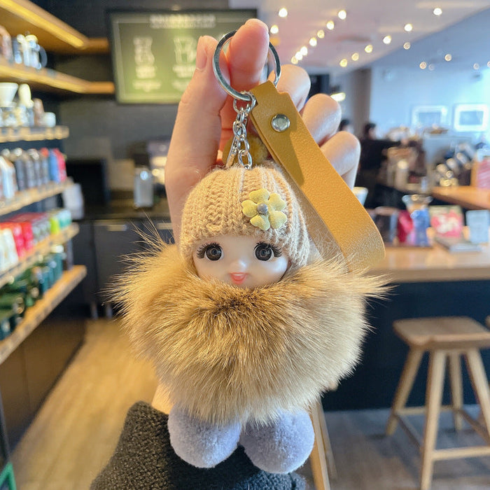 Wholesale PVC Plush Metal Doll Pom Pom Keychain JDC-KC-JG153 Keychains 金葛 khaki OPP bag Wholesale Jewelry JoyasDeChina Joyas De China