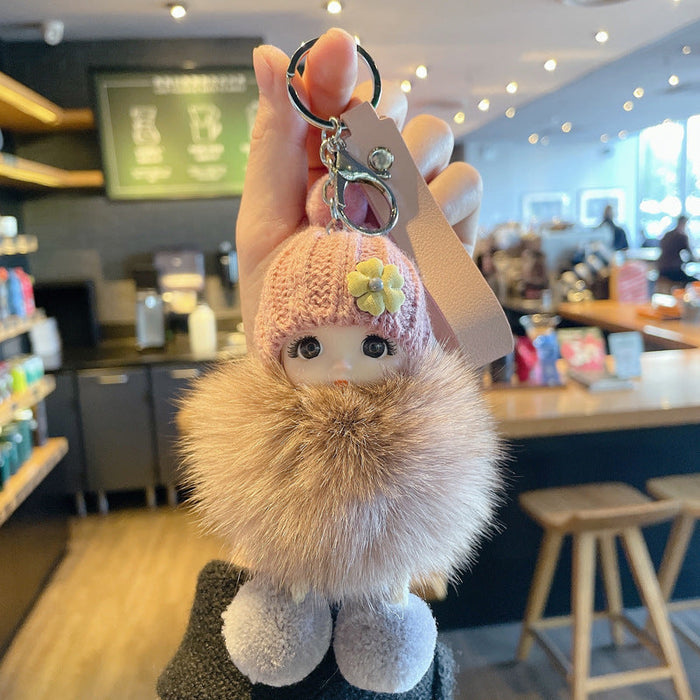 Wholesale PVC Plush Metal Doll Pom Pom Keychain JDC-KC-JG153 Keychains 金葛 Leather Pink OPP bag Wholesale Jewelry JoyasDeChina Joyas De China