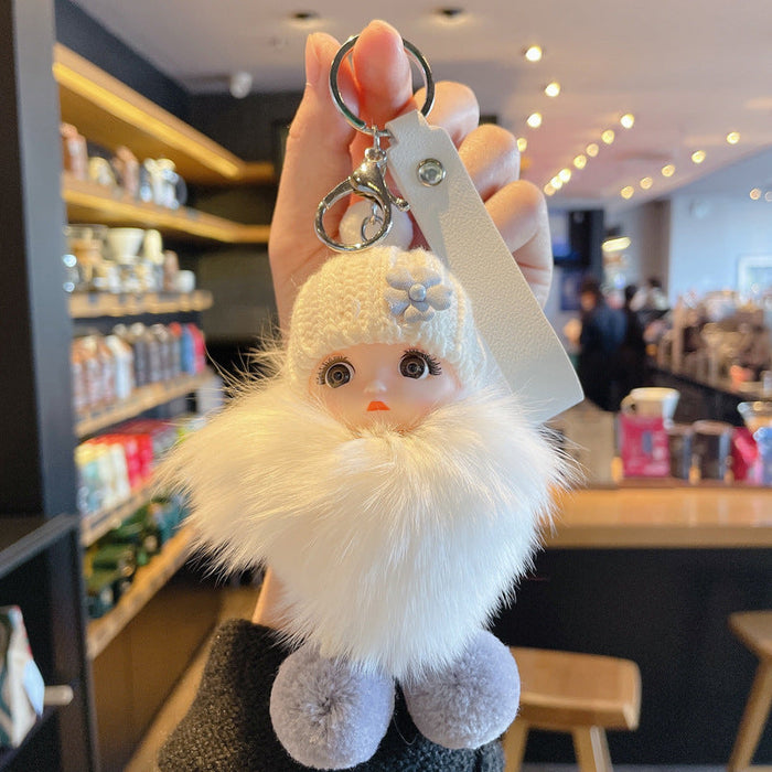 Wholesale PVC Plush Metal Doll Pom Pom Keychain JDC-KC-JG153 Keychains 金葛 white OPP bag Wholesale Jewelry JoyasDeChina Joyas De China