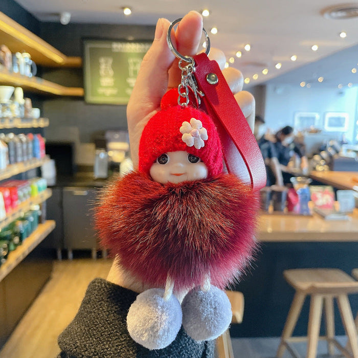 Wholesale PVC Plush Metal Doll Pom Pom Keychain JDC-KC-JG153 Keychains 金葛 wine red OPP bag Wholesale Jewelry JoyasDeChina Joyas De China