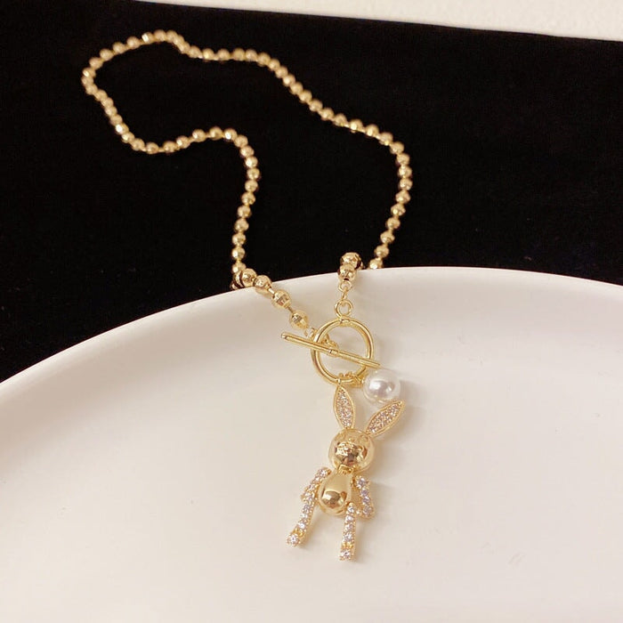 Wholesale Rabbit Copper Gold Plated Necklace JDC-NE-DuP001 Necklaces 都品 Wholesale Jewelry JoyasDeChina Joyas De China