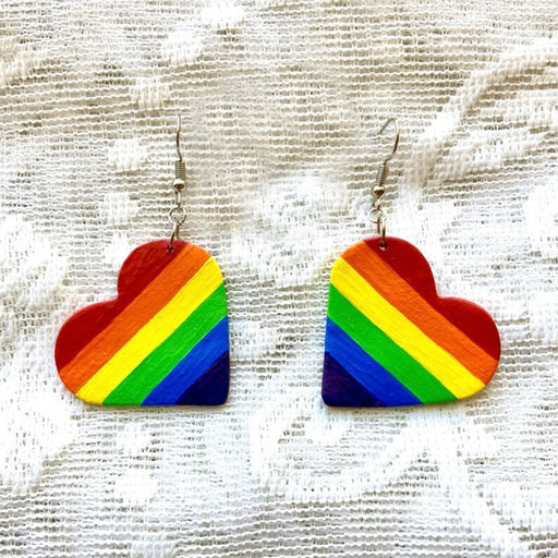 Wholesale Rainbow Heart Leather Earrings JDC-ES-Saip025 Earrings 赛蒲 color Wholesale Jewelry JoyasDeChina Joyas De China