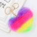Wholesale Rainbow Love Hair Ball Imitation Rex Rabbit Fur Keychain JDC-KC-Zuge022 Keychains 祖格 Wholesale Jewelry JoyasDeChina Joyas De China