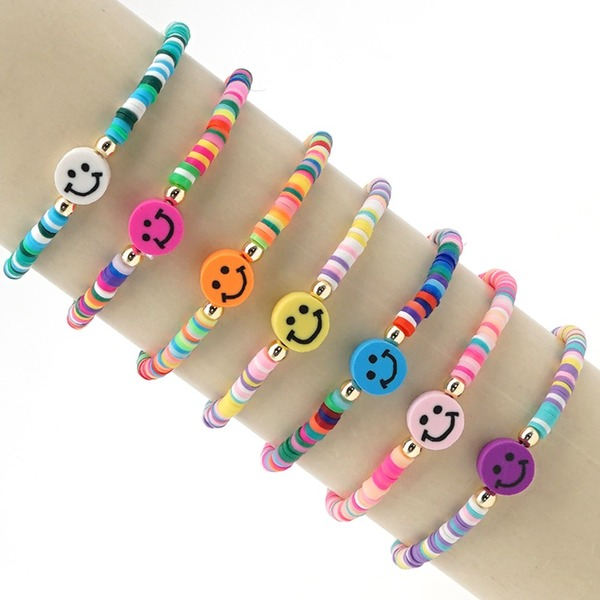 Bulk Jewelry Wholesale Rainbow Soft Pottery Smiley Couple Bracelet JDC-gbh295 Wholesale factory from China YIWU China