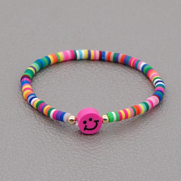 Bulk Jewelry Wholesale Rainbow Soft Pottery Smiley Couple Bracelet JDC-gbh295 Wholesale factory from China YIWU China