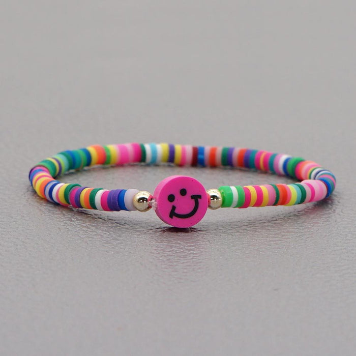 Bulk Jewelry Wholesale Rainbow Soft Pottery Smiley Couple Bracelet JDC-gbh295 Wholesale factory from China YIWU China